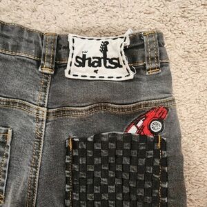 Mini Shatsu Boys Dark Denim Cars Jeans Size 5 Elastic Adjustable Waist